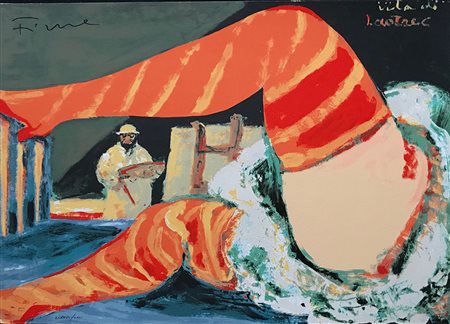 FIUME SALVATORE Comiso 1915 - Milano 1997 Vita di Lautrec serigrafia su...
