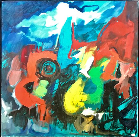 ZOCCOLA ZAMBRANO VINCENZO 1938 Composizione olio su tela 70x70