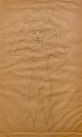CASORATI FELICE Novara - Torino Nudo Disegno a matita su carta 35,5 x 21,8...