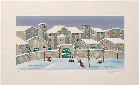 DA NORCIA PAOLO Ceraglio 1953 Inverno serigrafia su carta 70x40 firma in...