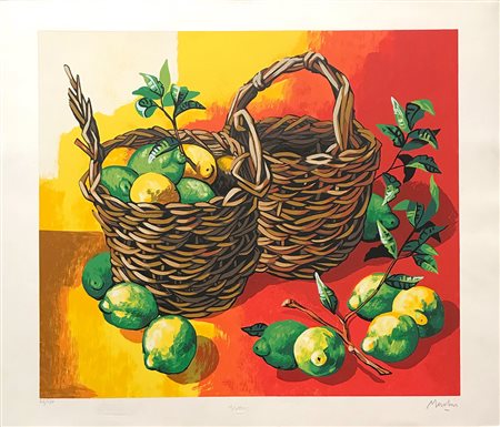 MESCHIS RENZO Palermo 1945 Senza titolo serigrafia su carta 82x70 Firma in...