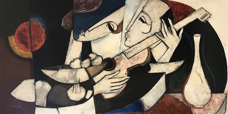 LANDI BRUNO Roma 1941 Serenata 2007 olio su tela 200x100 Firma in basso a...