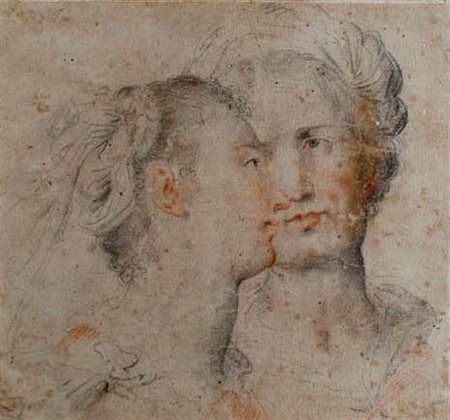 SCUOLA NEOCLASSICA TESTE FEMMINILI china, pastelli e matita su carta, cm 14x16