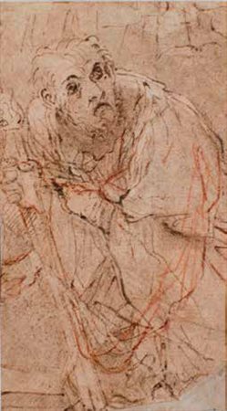 GIACINTO CALANDRUCCI (ATTRIBUITO) Palermo 1646 – 1707 FIGURA DI SANTO china e...