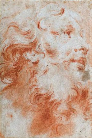 SCUOLA VENETA DEL XVIII SECOLO STUDIO DI TESTA MASCHILE sanguigna su carta,...