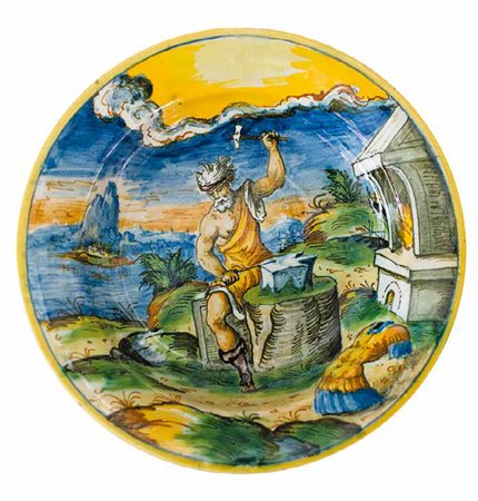 PIATTO IN MAIOLICA POLICROMA BOTTEGA DI MASTRO DOMENICO, VENEZIA, 1560 CIRCA...