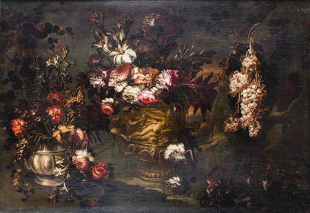 SCUOLA DI MARGHERITA CAFFI NATURA MORTA olio su tela, cm 91x130