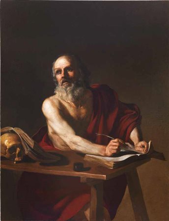 BARTOLOMEO MANFREDI Ostiano 1582 – Roma 1622 SAN GEROLAMO olio su tela, cm...