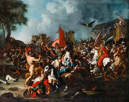 BOTTEGA DI FRANCESCO SOLIMENA BATTAGLIA DI ALESSANDRO CONTRO DARIO olio su...