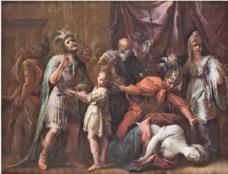 ALESSANDRO GHERARDINI Firenze 1655 – Livorno 1726 SACRIFICIO DI IFIGENIA olio...