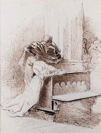 TRANQUILLO CREMONA Pavia 1837 – Milano 1878 MARGHERITA E FAUST IN CHIESA...