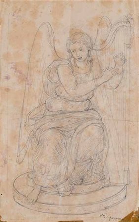 SCUOLA ITALIANA DEL XIX SECOLO ANGELO MUSICANTE matita su carta, cm...