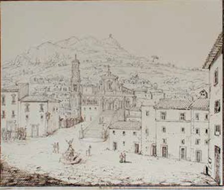 SCUOLA ITALIANA DEL XIX SECOLO VEDUTA DI AMALFI china su carta, cm 17x20,5