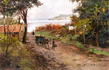 CARLO BRANCACCIO Napoli 1861 – 1920 IL RITORNO DALLA PESCA olio su tela, cm...