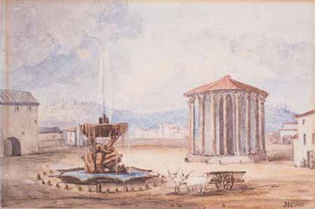 SCUOLA INGLESE DEL XIX SECOLO TEMPIO DI VESTA IN PIAZZA BOCCA DELLA VERITA’ A...