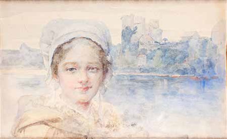 LUIGI CHIALIVA Caslano 1842 – Parigi 1914 RITRATTO FEMMINILE acquerello su...