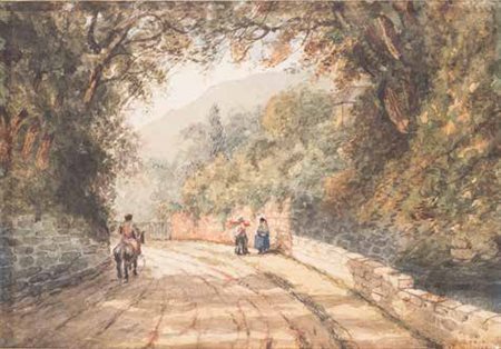 SCUOLA SPAGNOLA DEL XIX SECOLO VIANDANTI acquerello su carta, cm 25x36