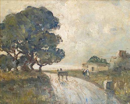 GAETANO BOCCHETTI Napoli 1888 – 1990 PAESAGGIO olio su tavoletta, cm 20x24....