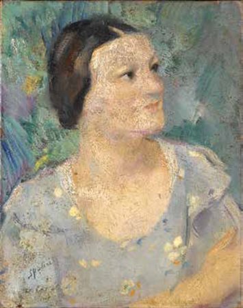 ARMANDO SPADINI Poggio a Caiano 1883 – Roma 1925 RITRATTO DELLA MOGLIE olio...