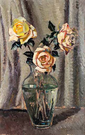 CAFIERO FILIPPELLI Livorno 1889 – 1973 VASO DI FIORI olio su tavola, cm...