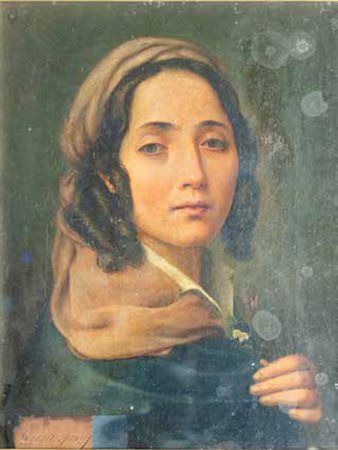 SCUOLA TOSCANA DEL XVIII SECOLO RITRATTO FEMMINILE olio su tela, cm 42x34,5