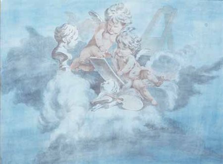 SCUOLA ITALIANA DEL XIX SECOLO ALLEGORIA DELLE ARTI tempera ed acquerello su...