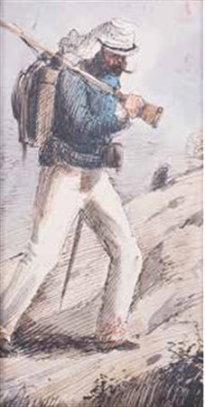 DOMINIQUE TRACHEL (ATTR.) Francia 1830 – 1897 SOLDATO FRANCESE acquerello su...