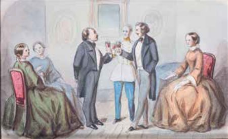 SCUOLA AUSTRIACA DEL XIX/XX SECOLO LA FESTA DEL PATRONO acquerello su carta,...