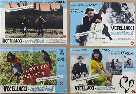 UCCELLACCI E UCCELLINI (1966) Lotto unico di n. 4 fotobuste, cm 50X70, film...
