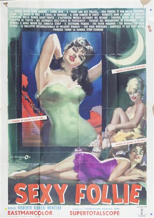 SEXY FOLLIE (1963) Manifesto, cm 140x100 firmato Condizioni: SCARSE