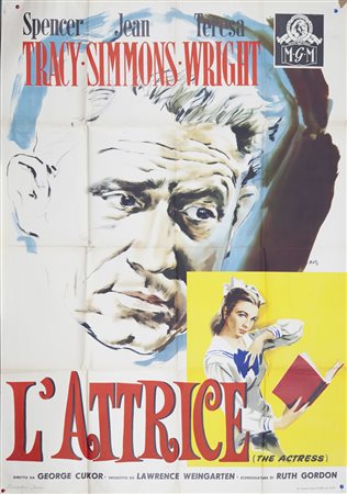 L'ATTRICE (1954) Manifesto, cm 140x100 film con Spencer Tracy firmato al...