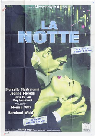 LA NOTTE (1961) Manifesto, cm 140x100 film con Marcello Mastroianni e Monica...