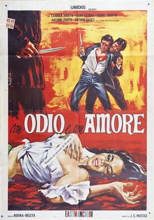 CON ODIO E CON AMORE (1965) Manifesto, cm 140x100 film con Carmen Amalia e...
