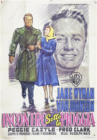 INCONTRO SOTTO LA PIOGGIA (1956) Manifesto, cm 140x100 film con Jane Wyman e...