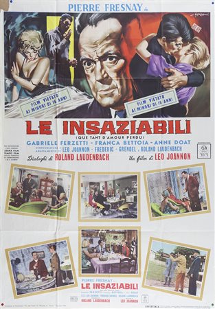 LE INSAZIABILI (1959) Manifesto, cm 140x100 firmato presenza marca da bollo...