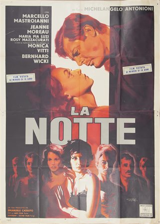 LA NOTTE (1961) Manifesto, cm 200x140 film con Marcello Mastroianni e Monica...