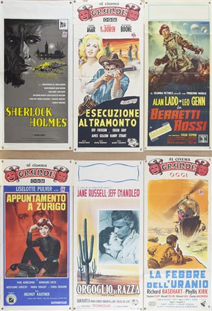 SHERLOCK HOLMES + ALTRI (anni '50) Lotto unico di n. 6 locandine, cm 70x33...