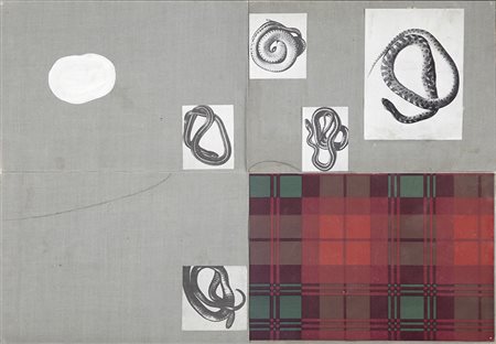 James Brown Los Angeles 1951 collage e tecnica mista su tela anno 1993 cm...