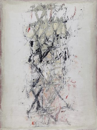 Giorgio Celiberti Udine 1929 "Colonna di luce" Affresco su tela anno 1988 cm...