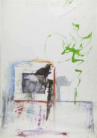 Giosetta Fioroni Roma 1932 tecnica mista su carta anno 1989 cm 100x70 firmata...