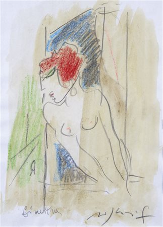 Franco Rognoni Milano 1913-1999 "Finestra" tecnica mista su carta anni '90 cm...