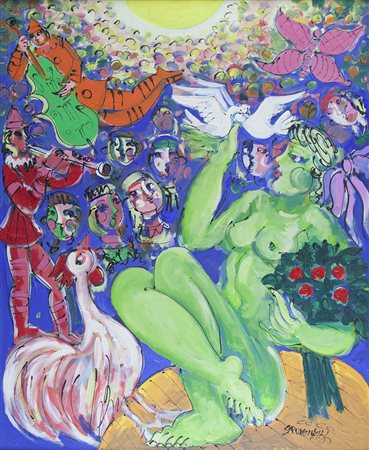 Antonio Squicciarini Bari 1957 "L'alba" olio su tela anno 1999 cm 120x100...