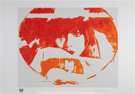 Giosetta Fioroni Roma 1932 "Doppio Liberty " orange Serigrafia polimaterica e...