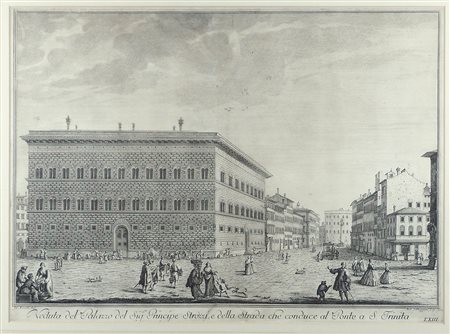 "Veduta del Palazzo del Principe Strozzi.." cm. 60x80 - acquaforte, G....