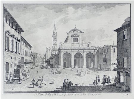 "Veduta della chiesa di S. Pier Maggiore" cm. 55x75 - acquaforte G. Zocchi,...