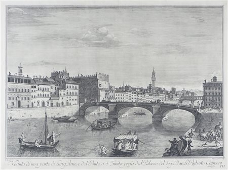 "Veduta del Lung'Arno e del Ponte.." cm. 55x75 - acquaforte G. Zocchi, XVIII...