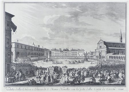 "Veduta dellla chiesa S. Maria Novella.." cm. 55x75 - acquaforte G. Zocchi,...