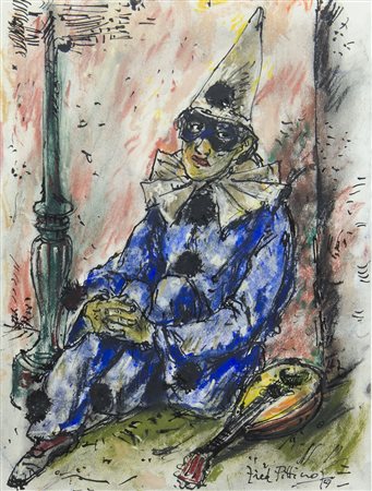 Fred Pittino Dogna (UD) 1906-1997 "Arlecchino" cm. 45x35 - acquerello su...