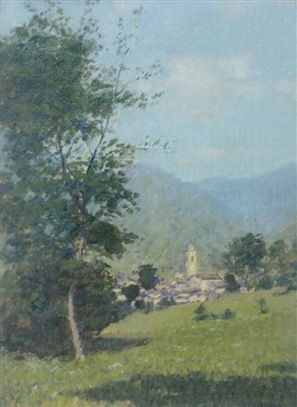 Carlo Costantino Tagliabue 1880-1968 "Veduta di Barzio, Valsassina" cm. 40x30...