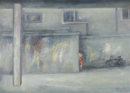 Livio Rosignano Pinguente (Pola) -2015 "Cortile tra il cemento" cm. 50x70...